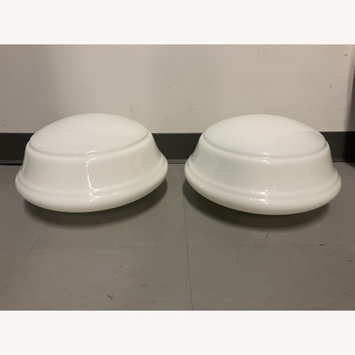 Used Mid-Century Modern White Opal Glass Flying Saucers for sale on AptDeco