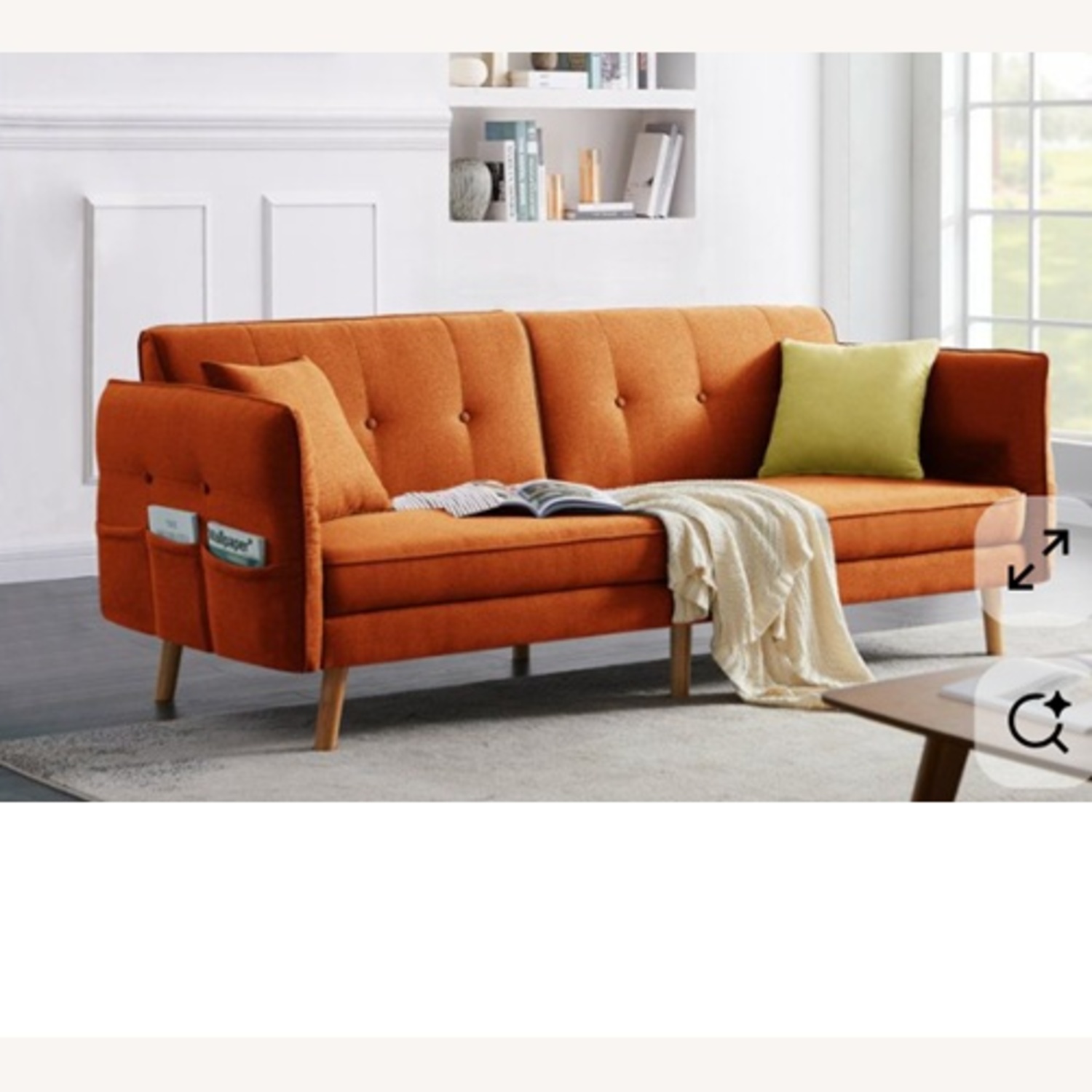 Wayfair Osian 84" Orange Fabric Sleeper Sofa - image-4
