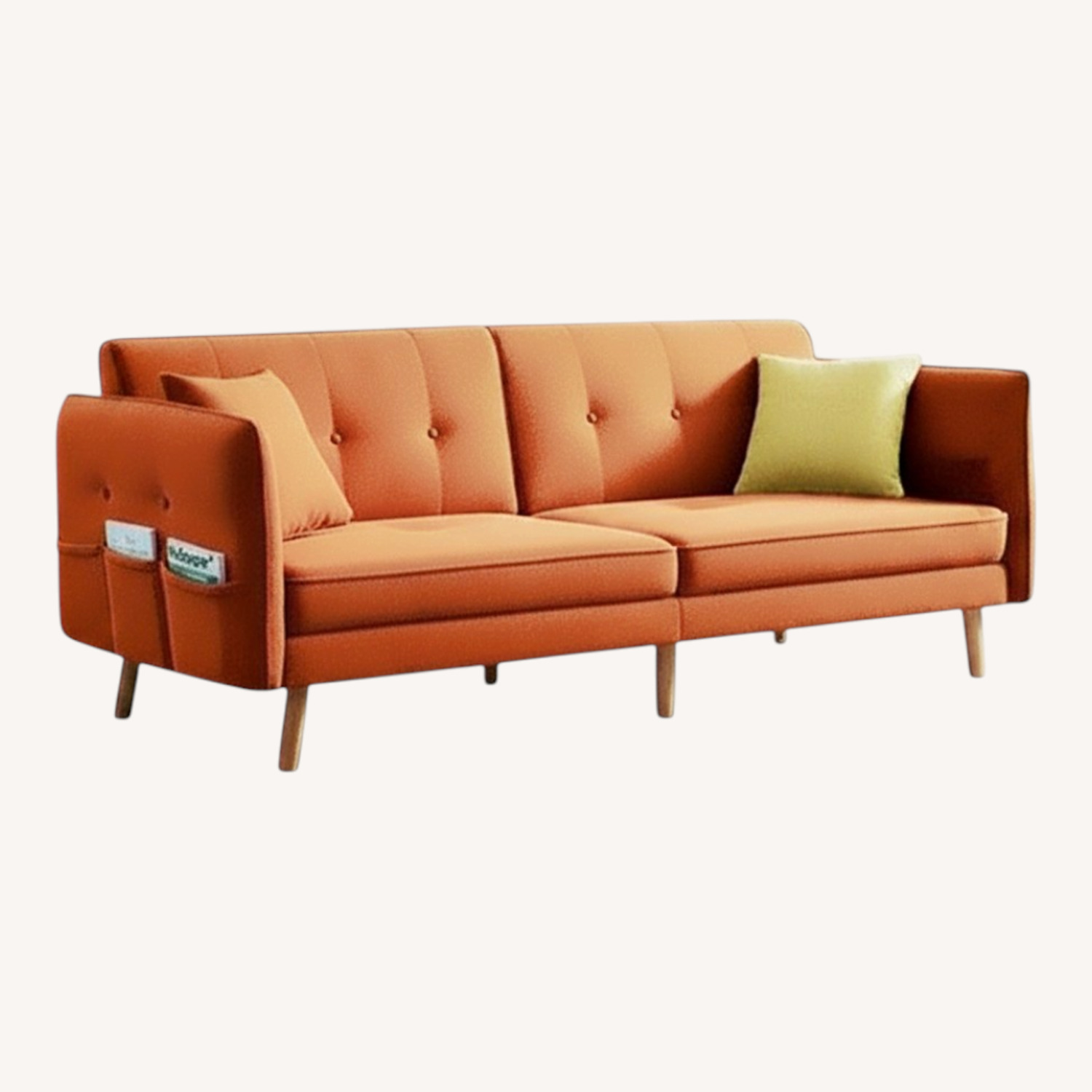 Wayfair Osian 84" Orange Fabric Sleeper Sofa - image-0