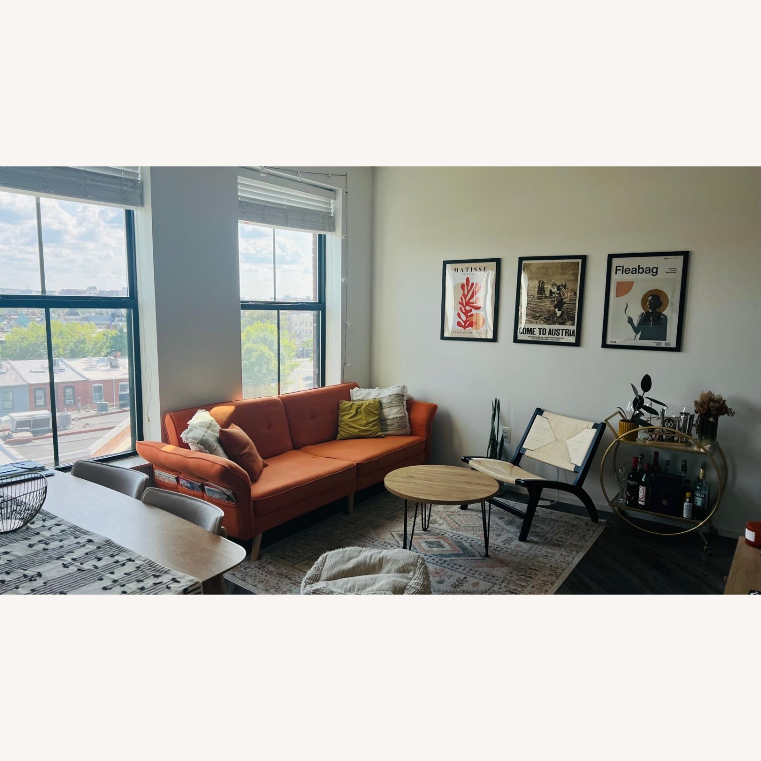 Wayfair Osian 84" Orange Fabric Sleeper Sofa - image-1