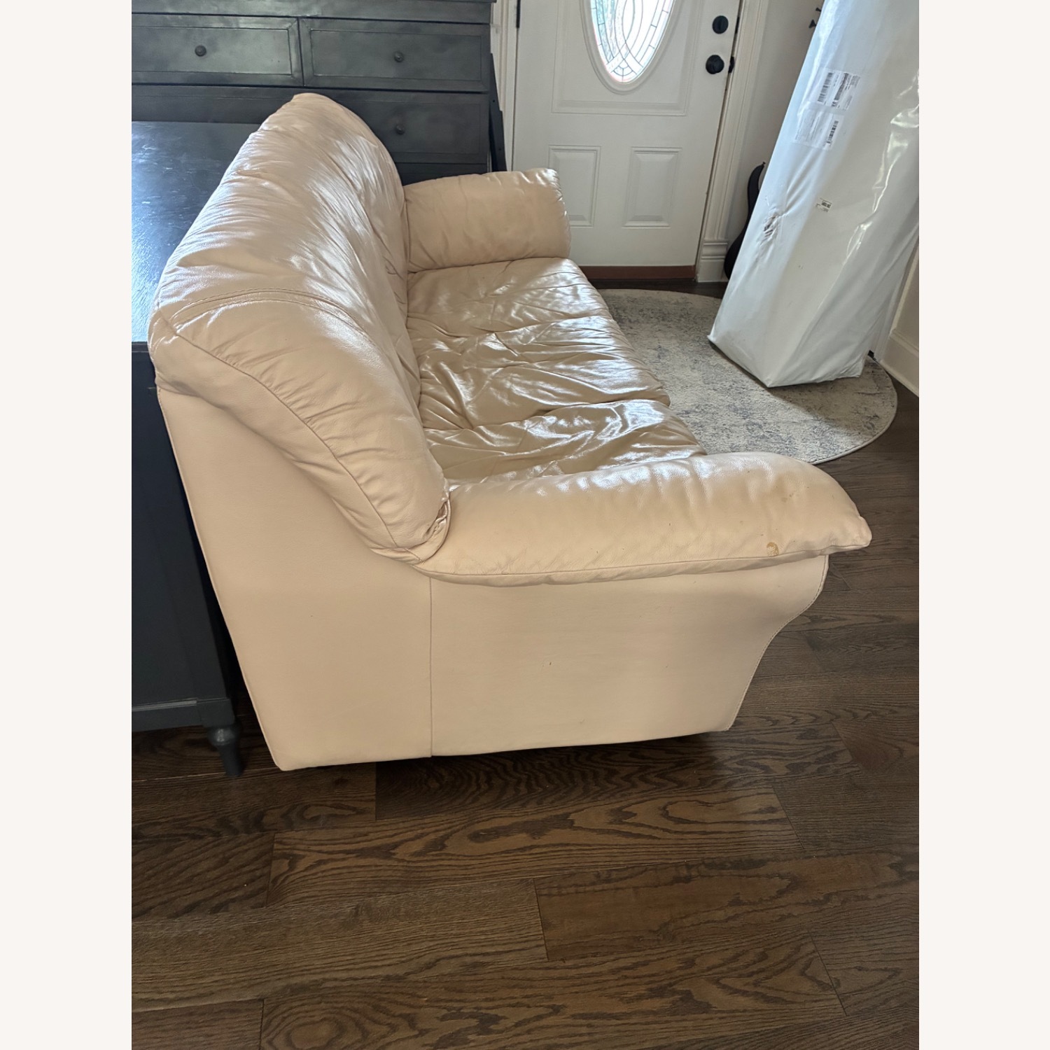 Natuzzi Italian Off White Leather Sofa - image-2