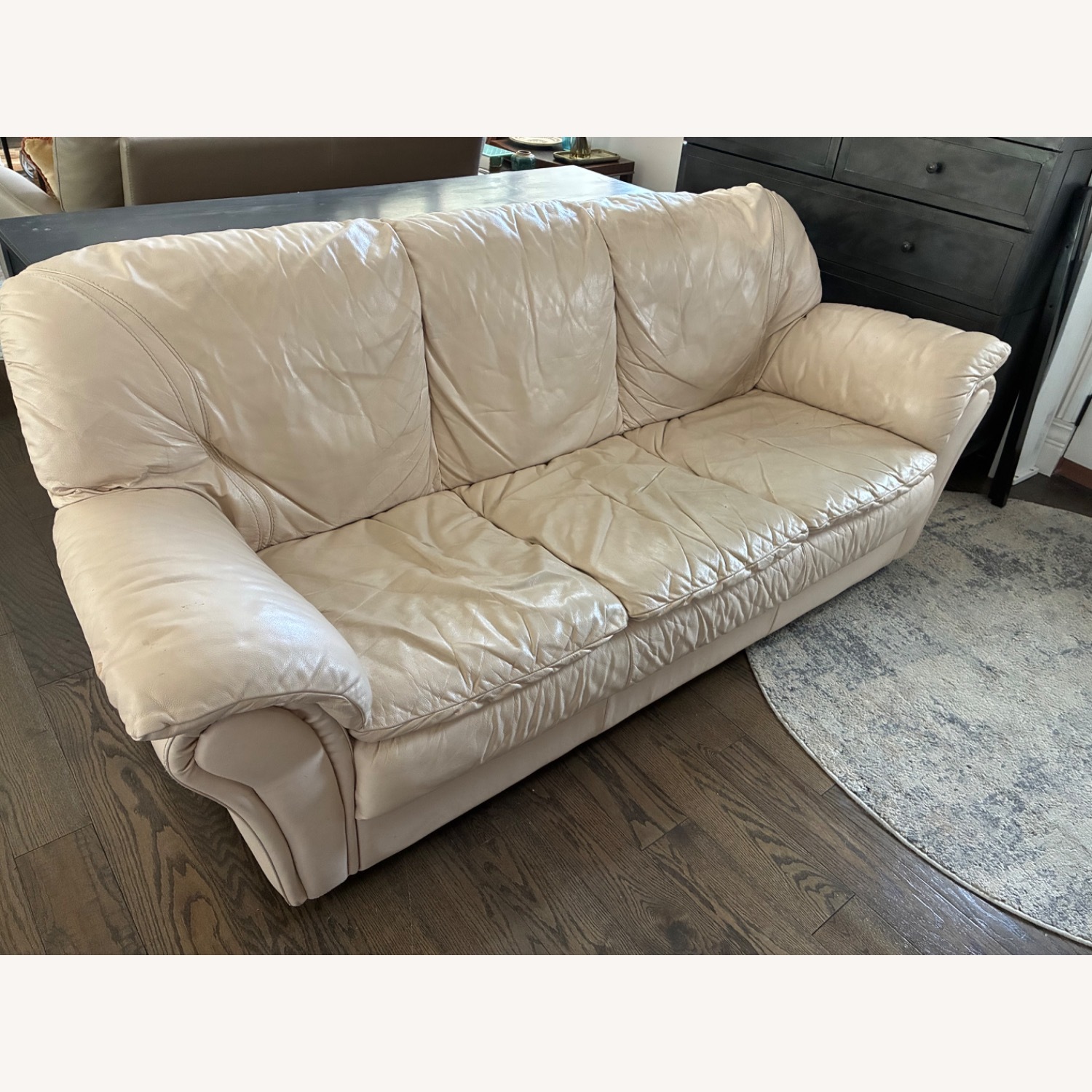Natuzzi Italian Off White Leather Sofa - image-1