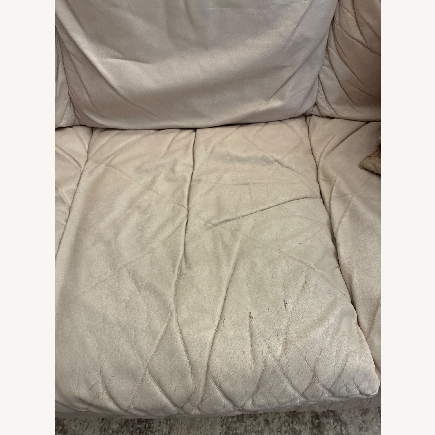 Natuzzi Italian Off White Leather Sofa - image-4