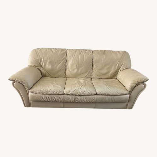 Used Natuzzi Italian Off White Leather Sofa  for sale on AptDeco