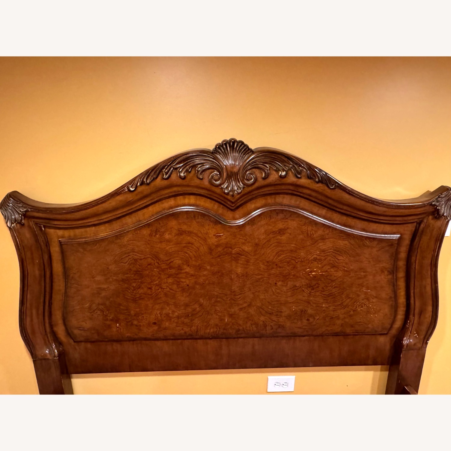 Dark Brown Wood Queen Bed - image-1