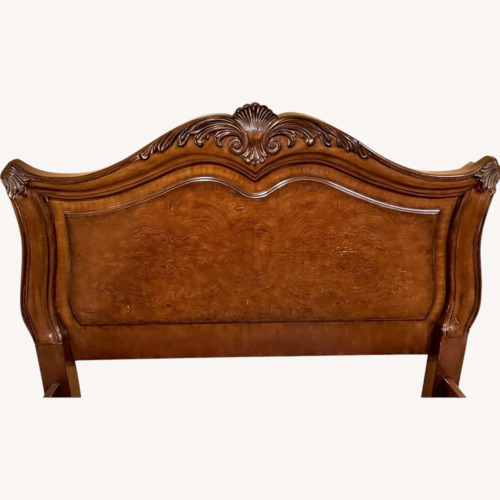 Used Dark Brown Wood Queen Bed for sale on AptDeco