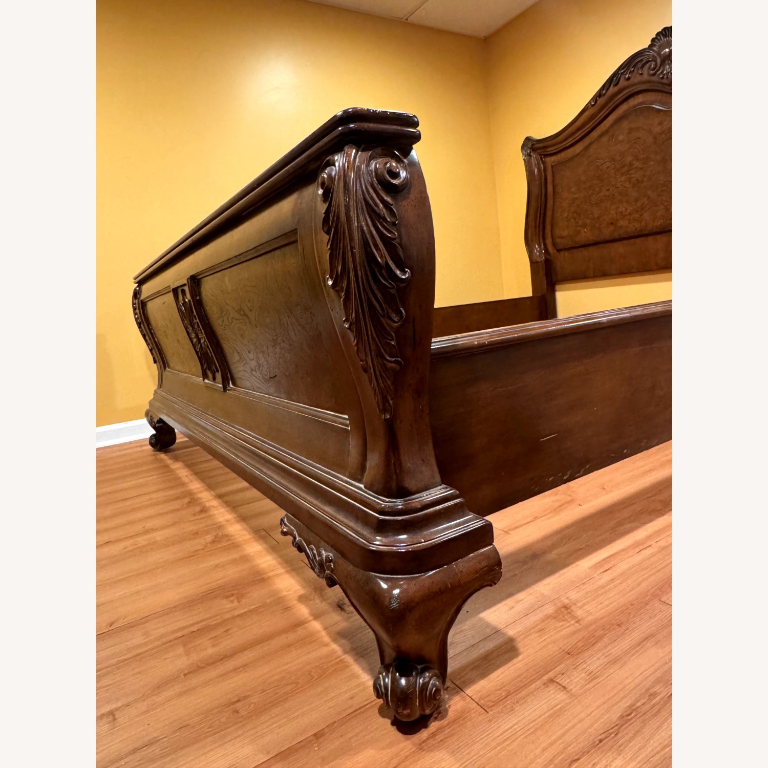 Dark Brown Wood Queen Bed - image-3