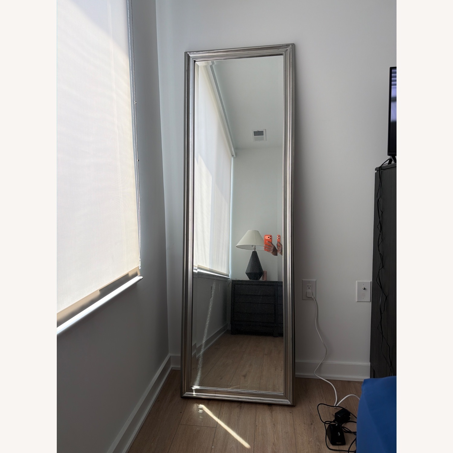 Vintage/Antique Light Gray Floor Mirror - image-1