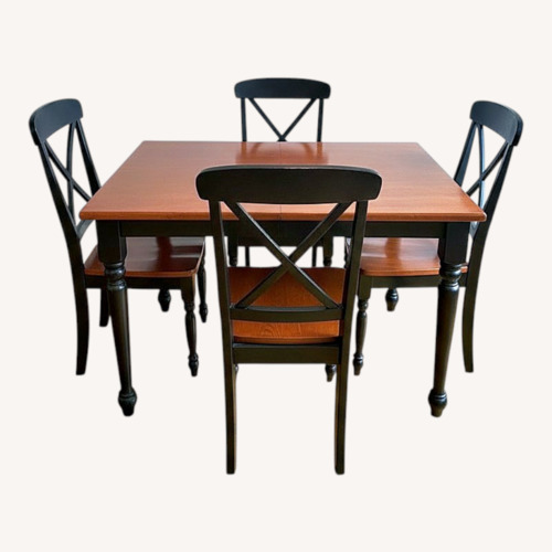 Used Dark Brown and Black Wood 4 Chairs Dining Set for sale on AptDeco
