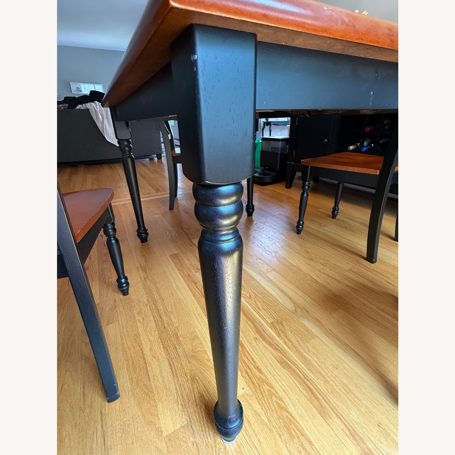 Dark Brown and Black Wood 4 Chairs Dining Set - image-15