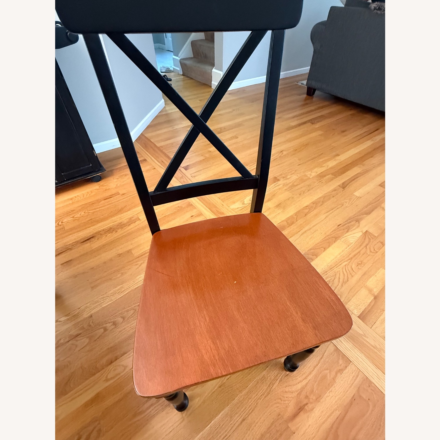 Dark Brown and Black Wood 4 Chairs Dining Set - image-5