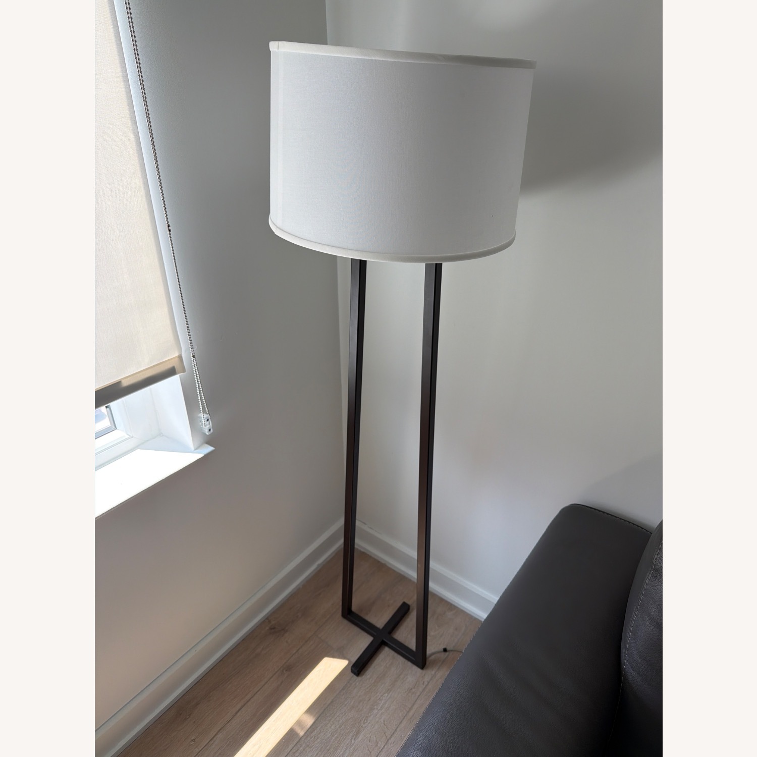 Vintage/Antique Light Gray Metal Floor Lamp - image-3