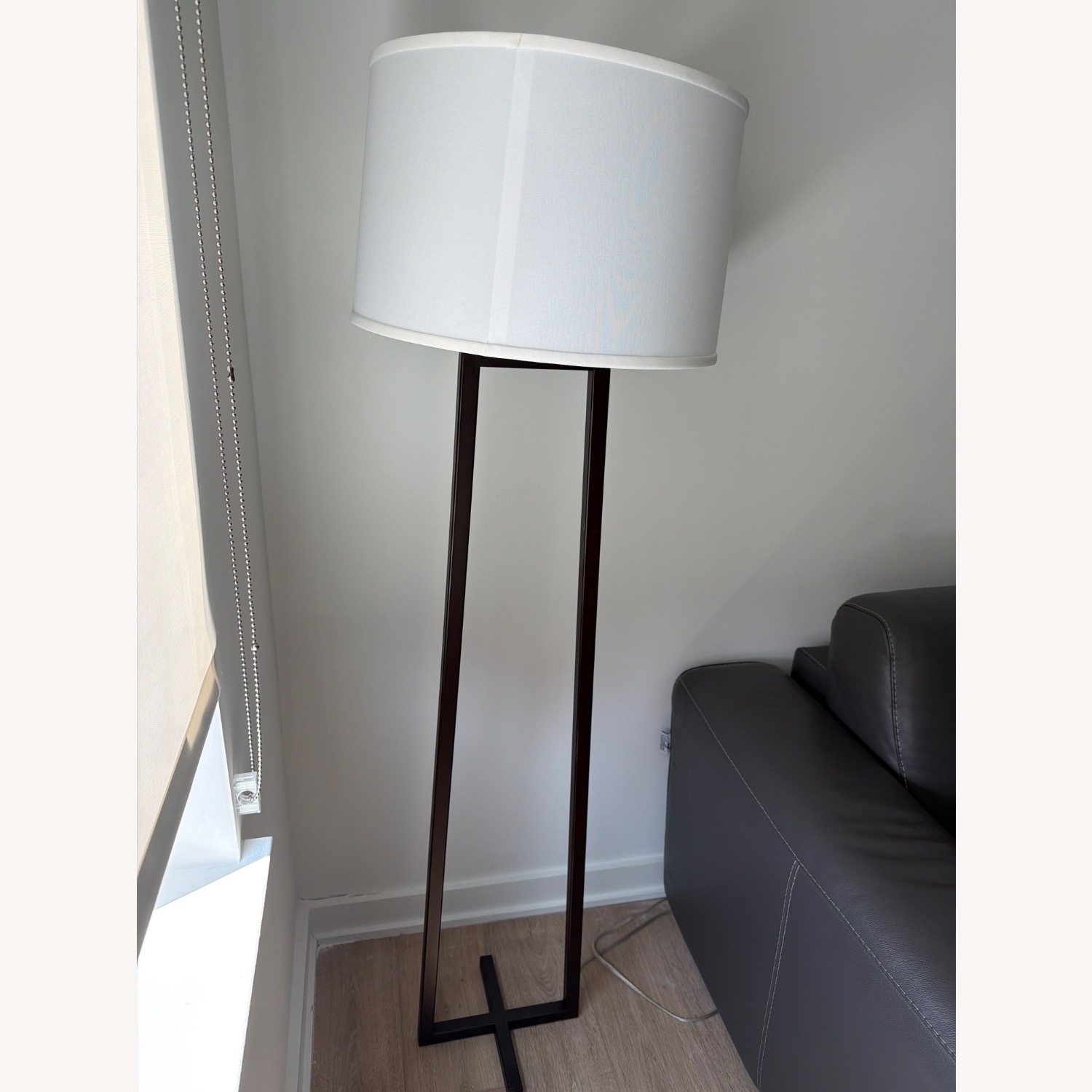 Vintage/Antique Light Gray Metal Floor Lamp - image-2