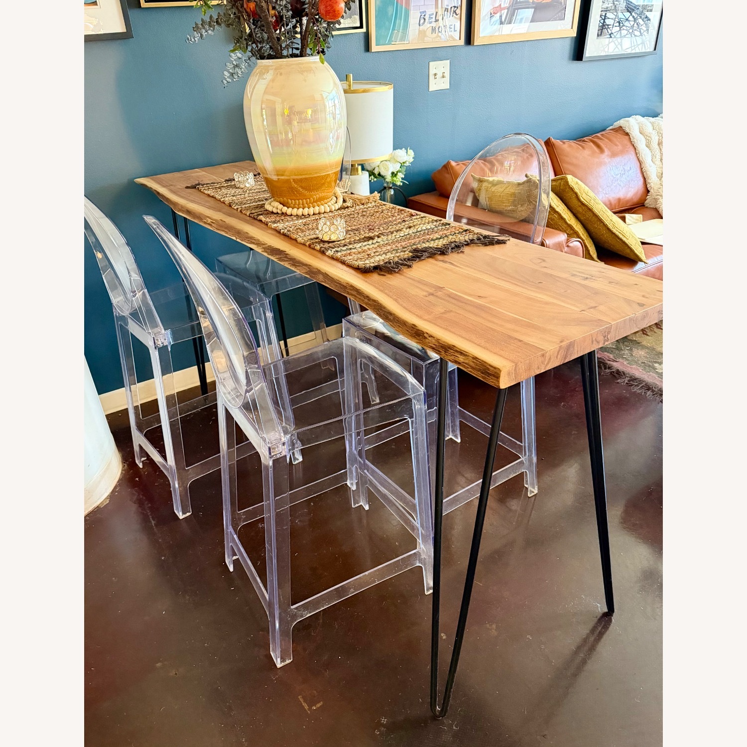 Wayfair Gordonsville Acacia Solid Wood Top Metal Base Dining Table - image-4