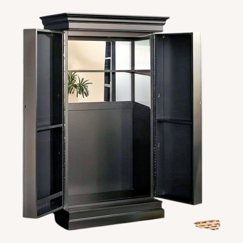 Used Overstock Boudicca Light Gray Wood Bar Cart for sale on AptDeco