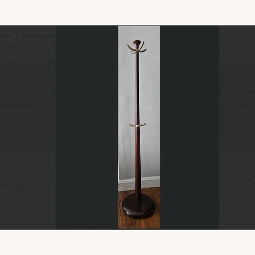 Used Solid Wood Coat Rack with Brass Hooks for sale on AptDeco