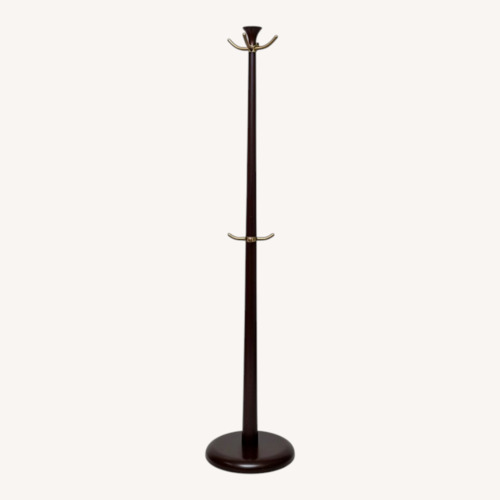 Used Solid Wood Coat Rack with Brass Hooks for sale on AptDeco