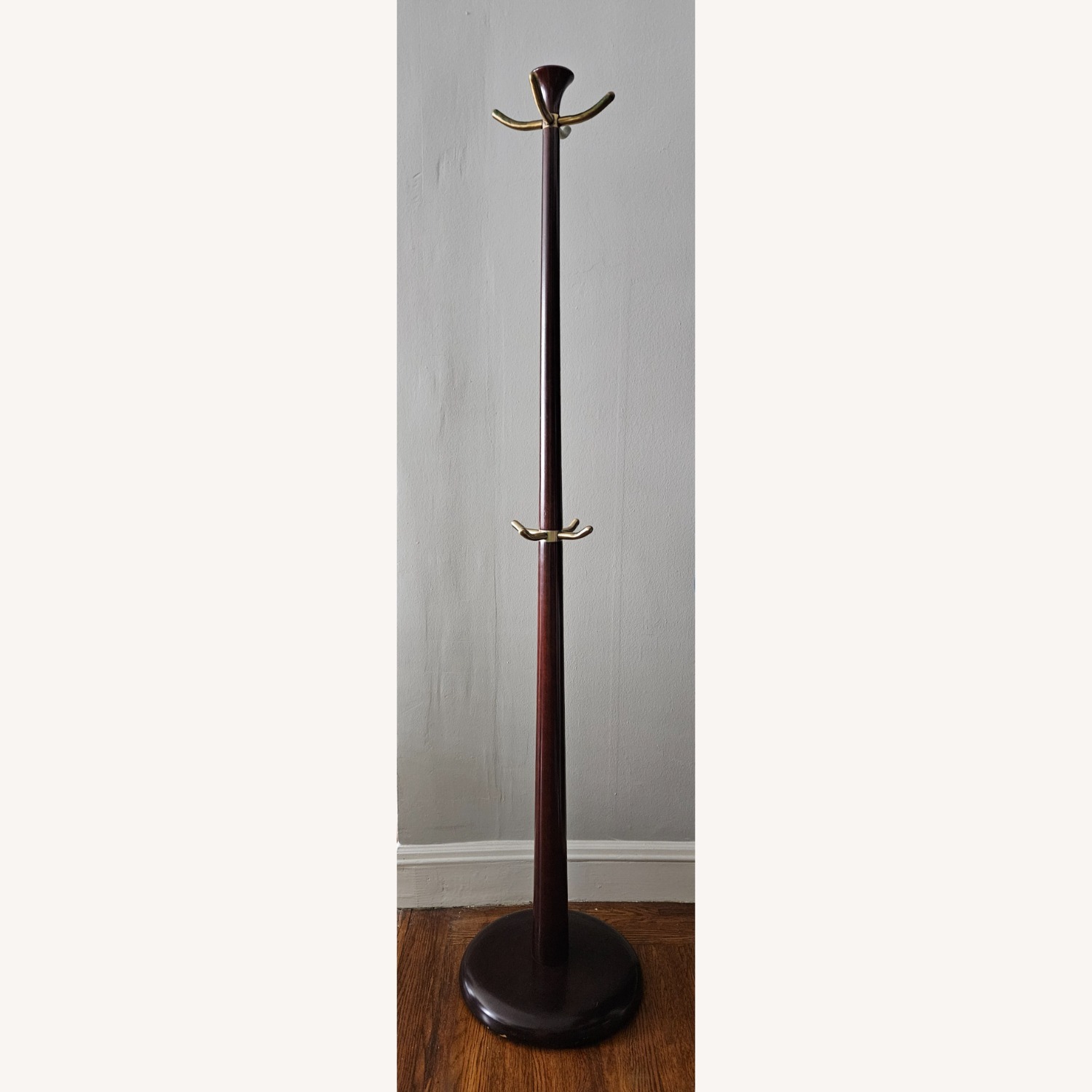 Solid Wood Coat Rack with Brass Hooks - image-2