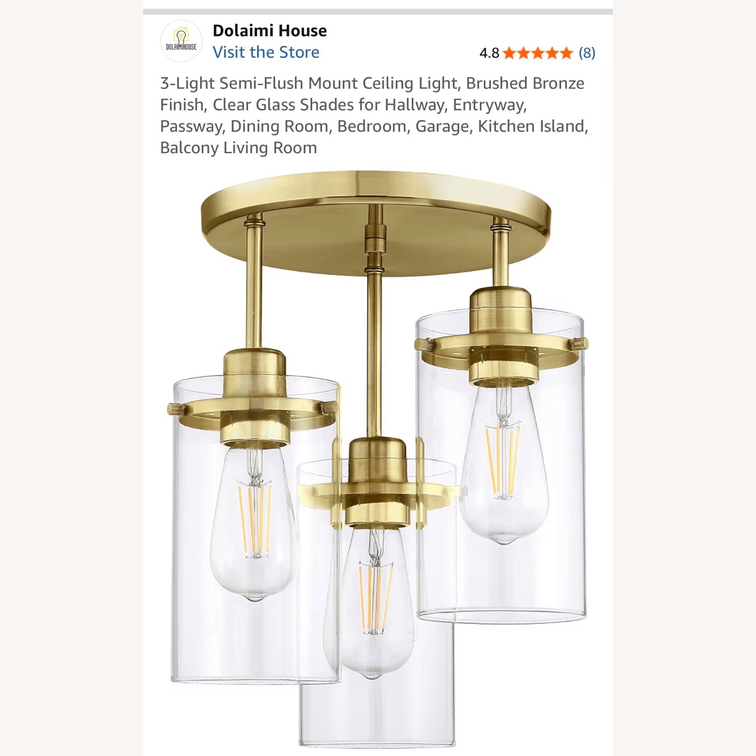 Doraimi Brushed Bronze Metal Ceiling Lamp - image-3