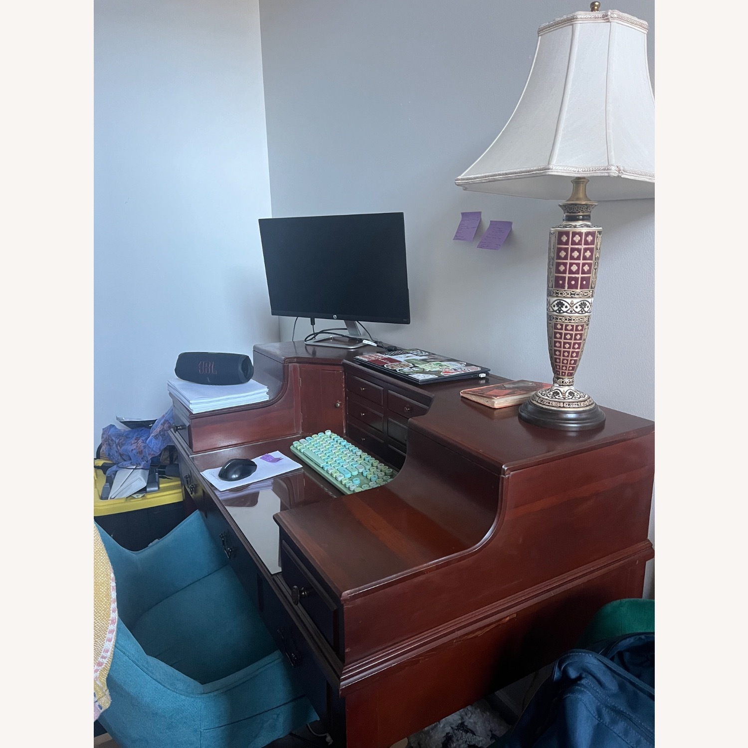 Vintage/Antique Dark Brown Wood Desk - image-2