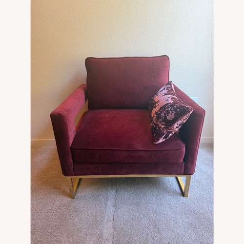 Used Red Suede AccentChair With Pillow  for sale on AptDeco