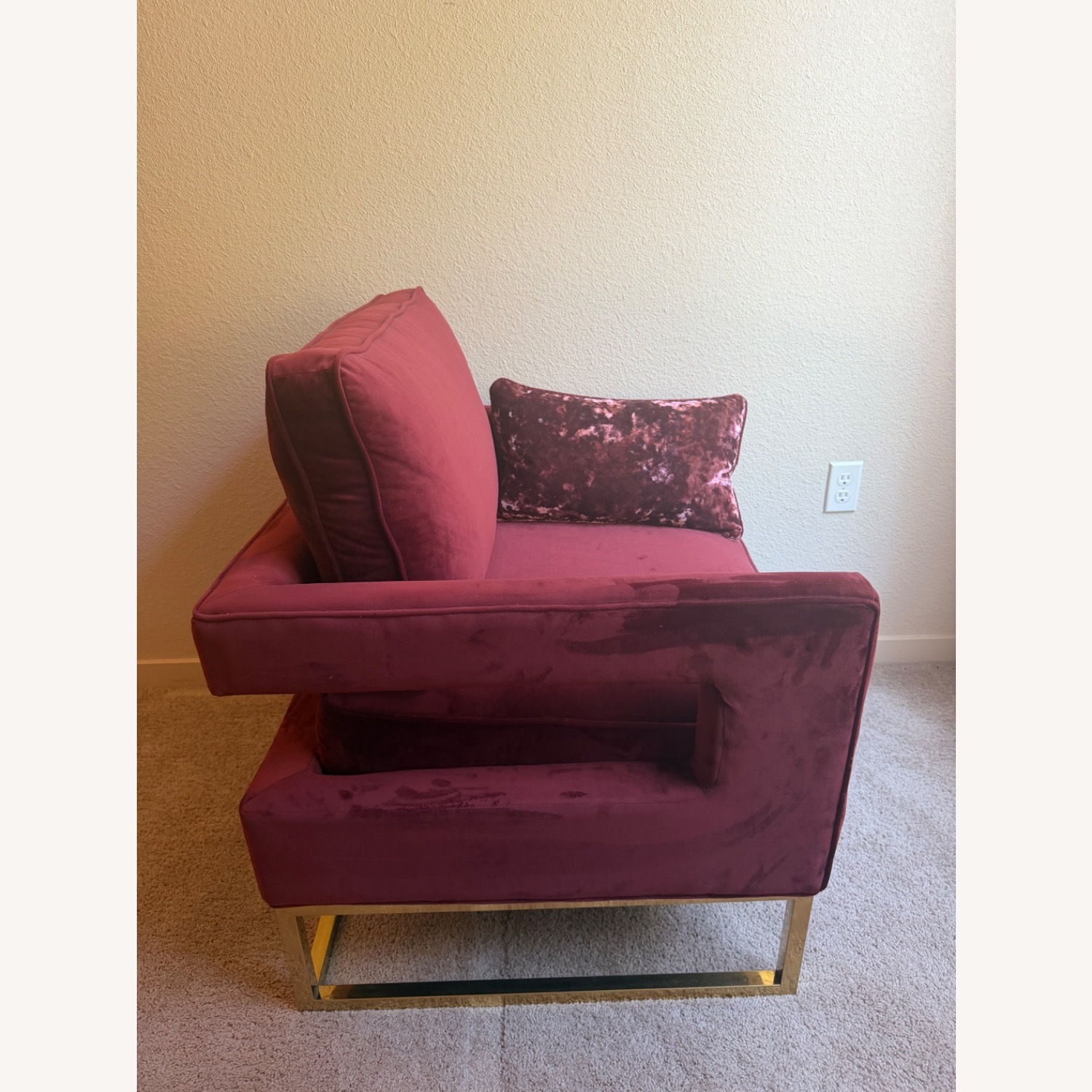 Red Suede AccentChair With Pillow  - image-2