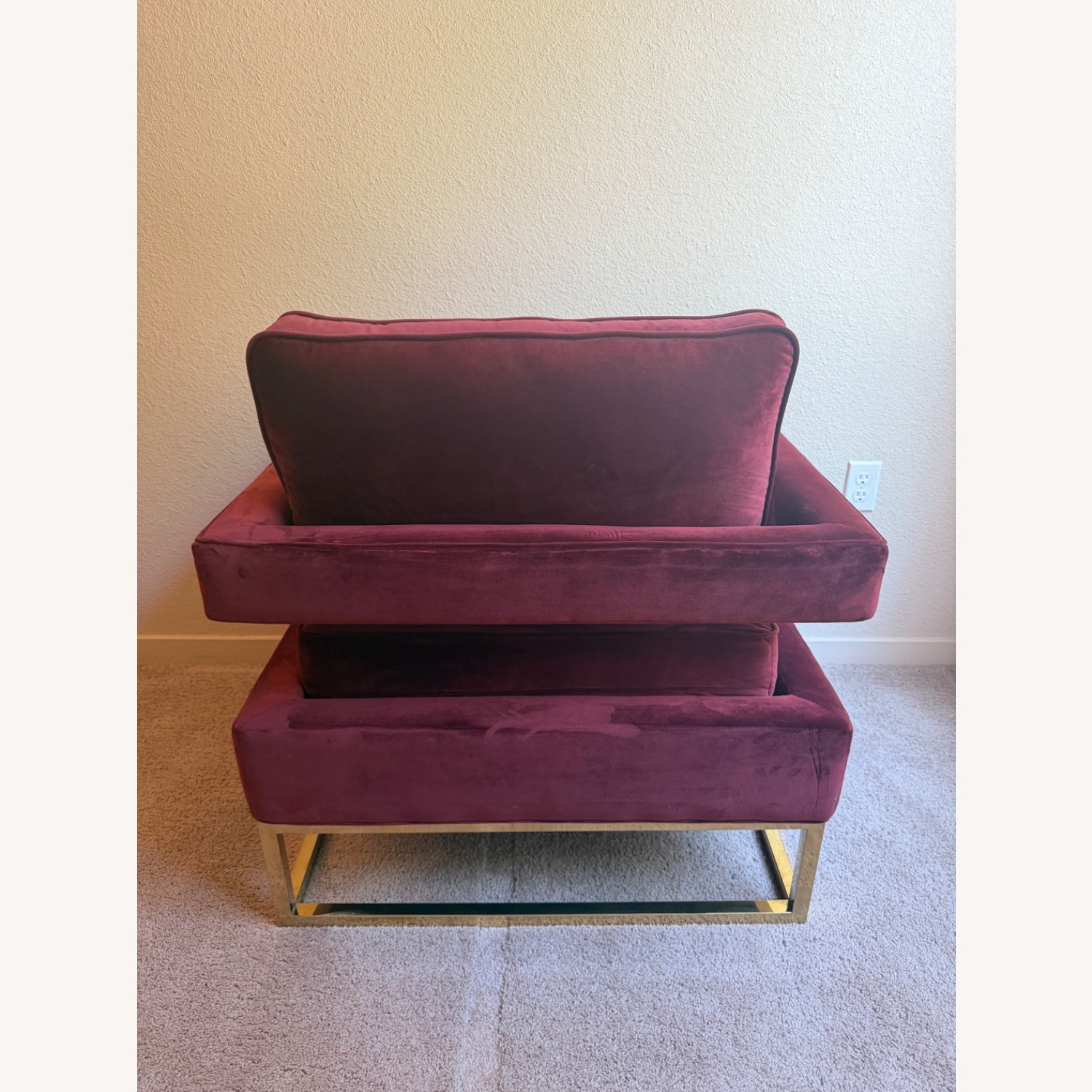 Red Suede AccentChair With Pillow  - image-4