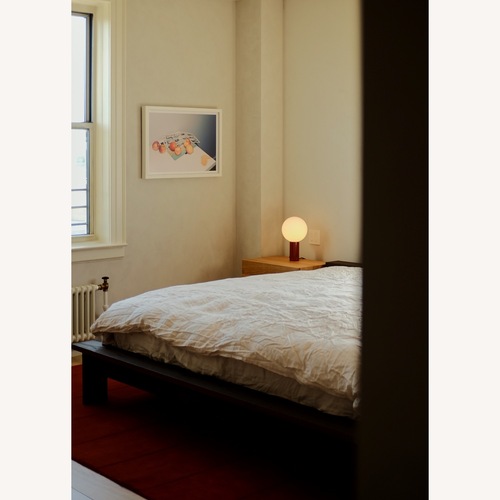 Used Gestalt New York Hem Bed Dark Brown Wood King Bed for sale on AptDeco