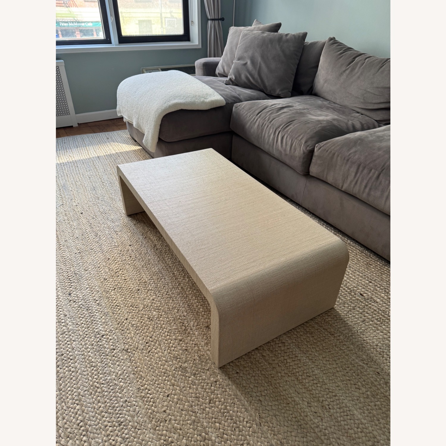 West Elm Solstice Painted Raffia Low Coffee Table (44") - image-2