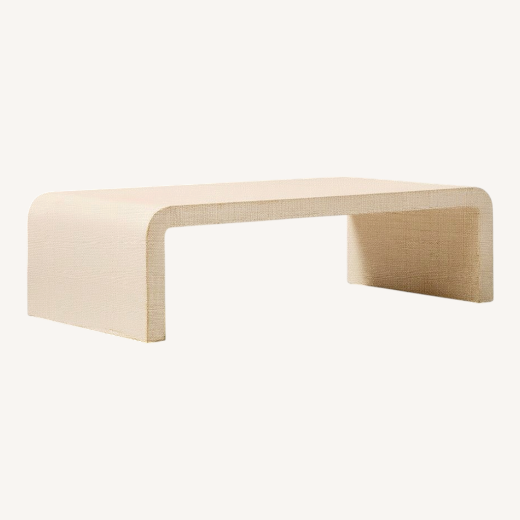 Image of West Elm Solstice Painted Raffia Low Coffee Table