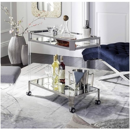 Used Safavieh Couture Silver Bar Trolley for sale on AptDeco
