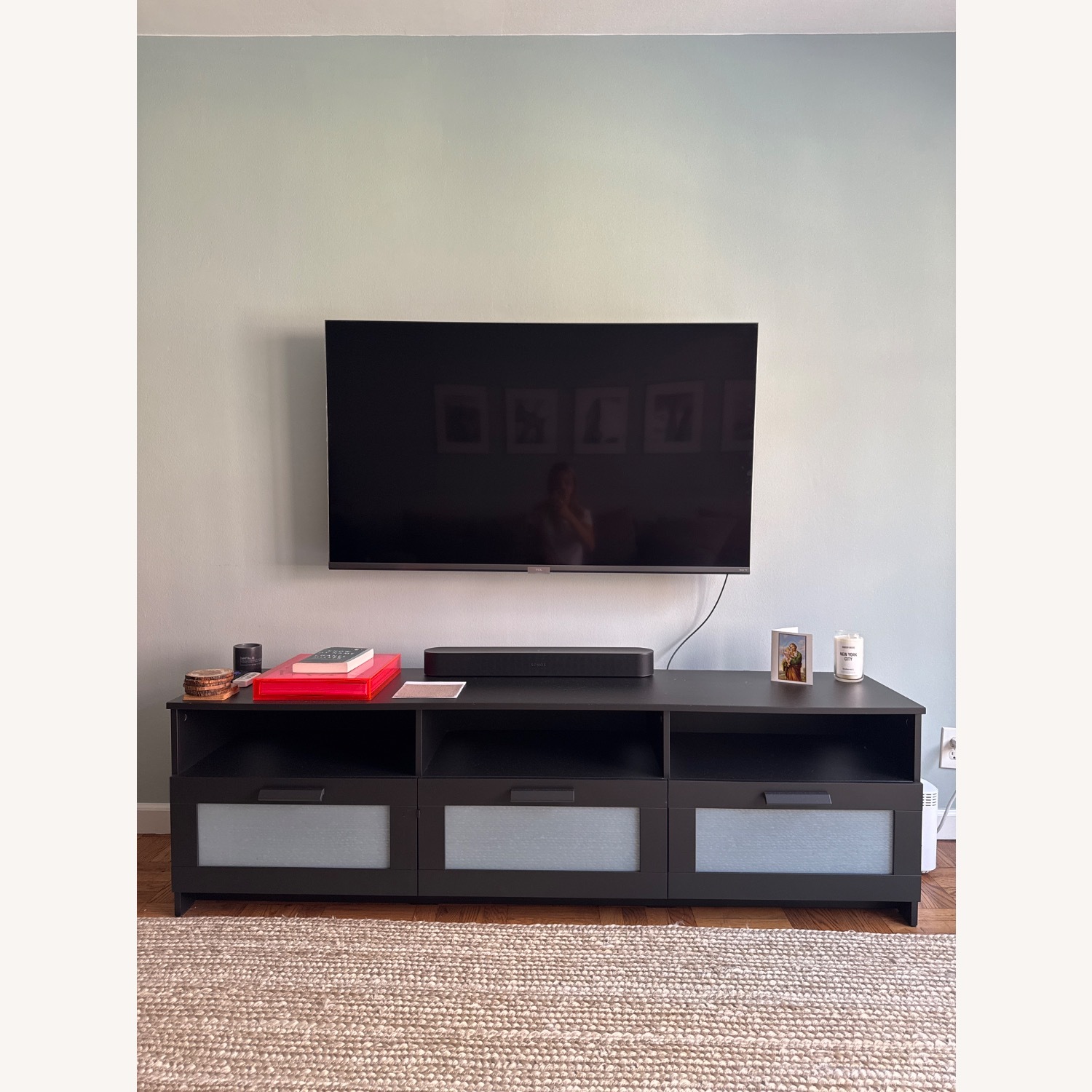 IKEA BRIMNES Black Wood Media Storage - image-1