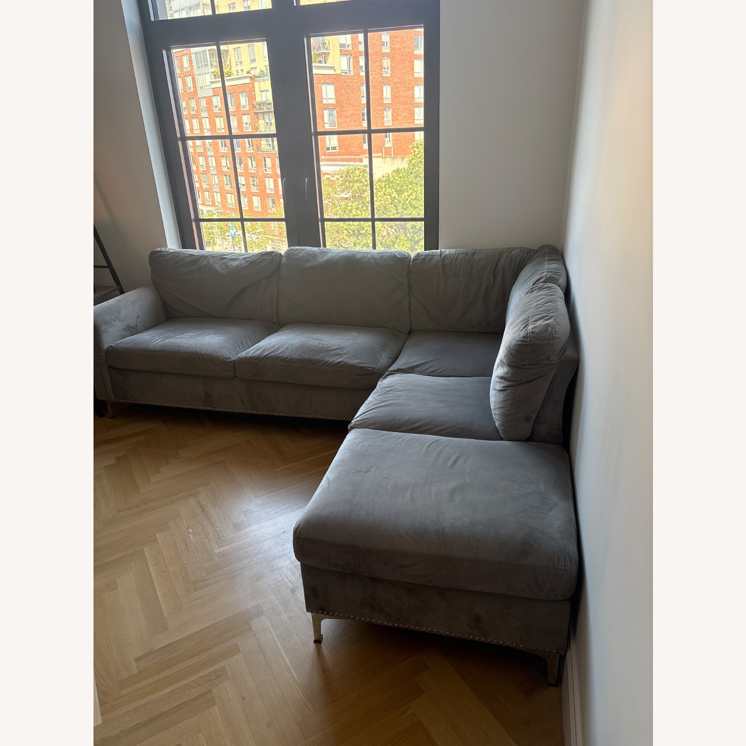 Light Gray Fabric 2 Piece Sectional - image-1