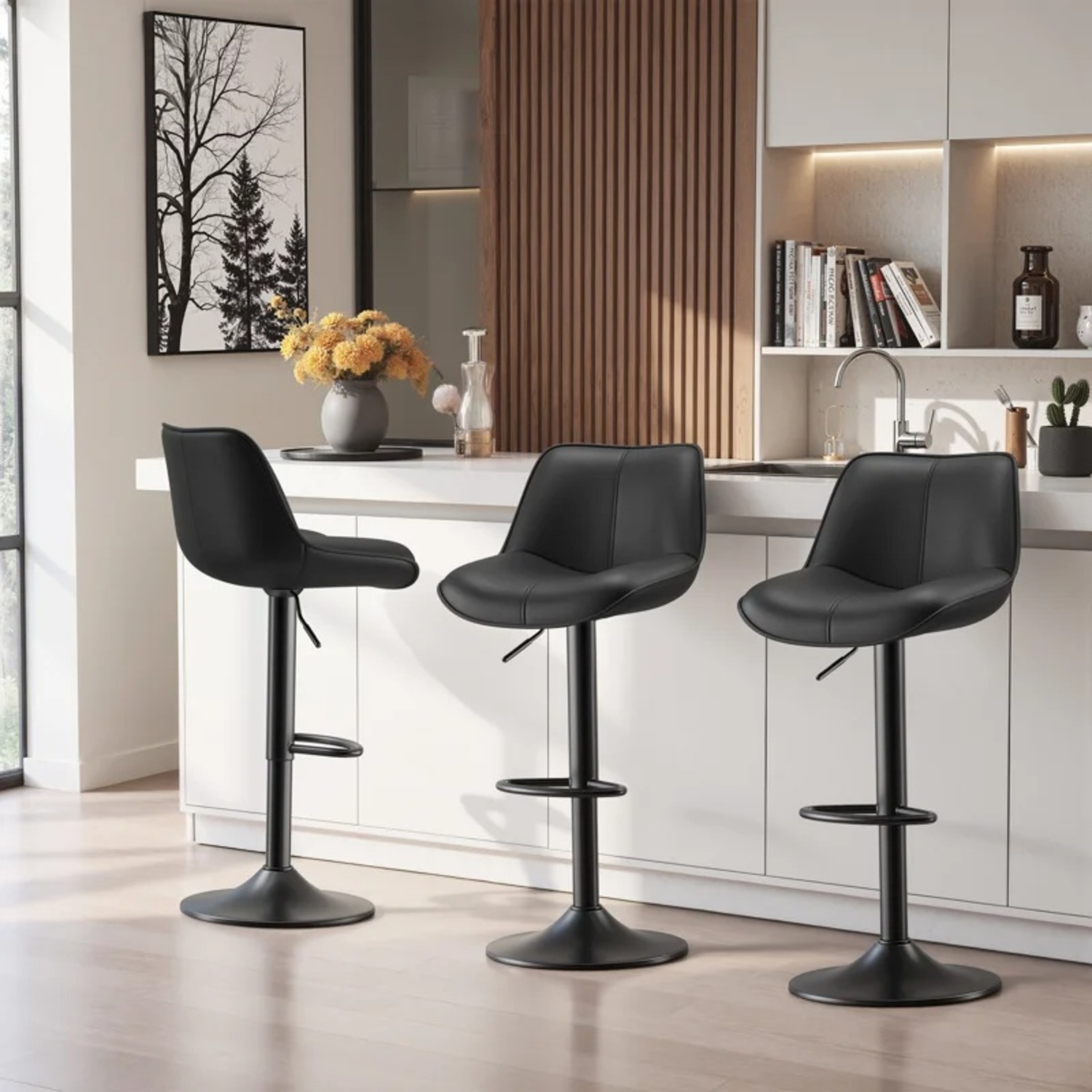 Wayfair Adjustable Swivel Faux Leather Bar Stools - image-4