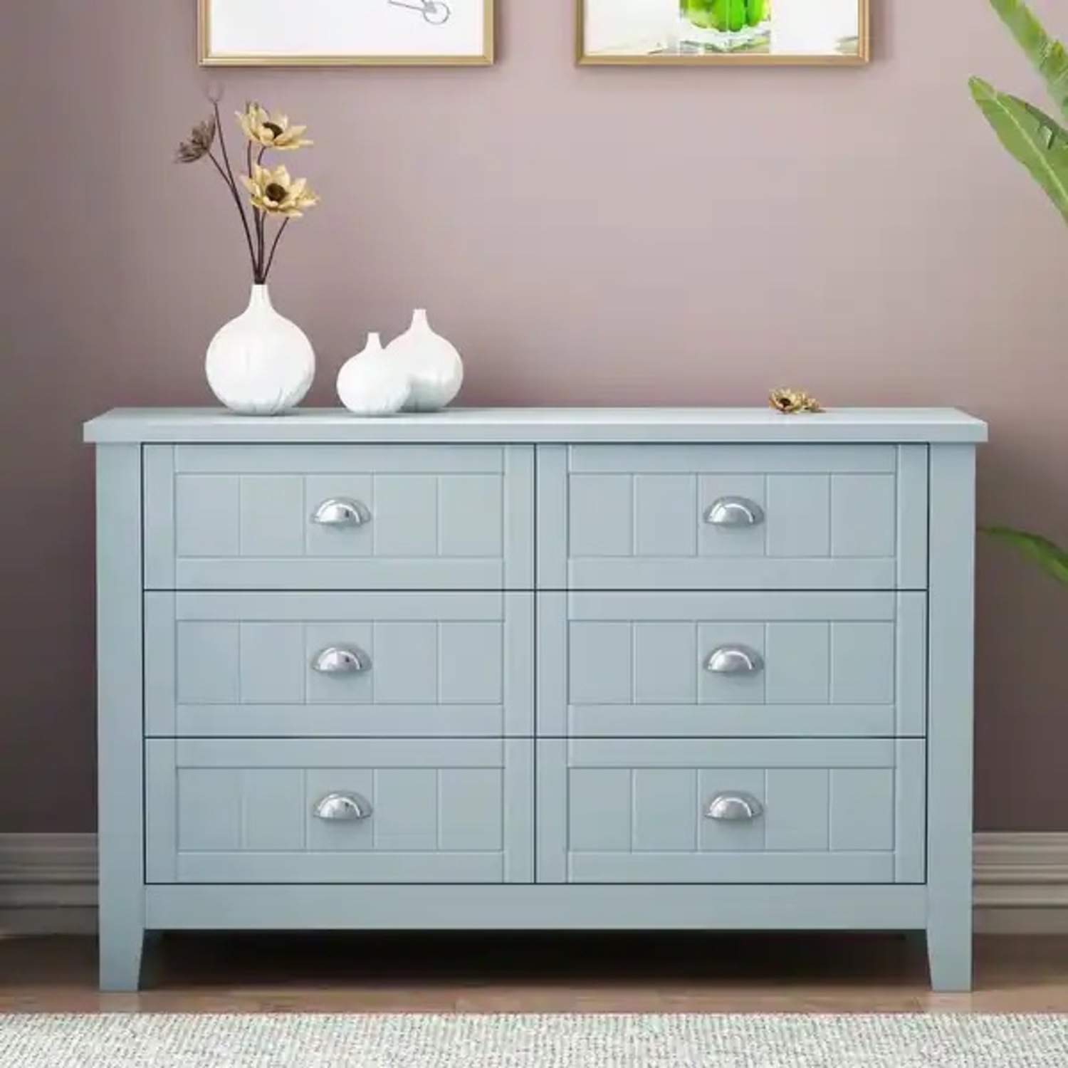Blue Double Dresser Bedroom Storage Cabinet - image-6