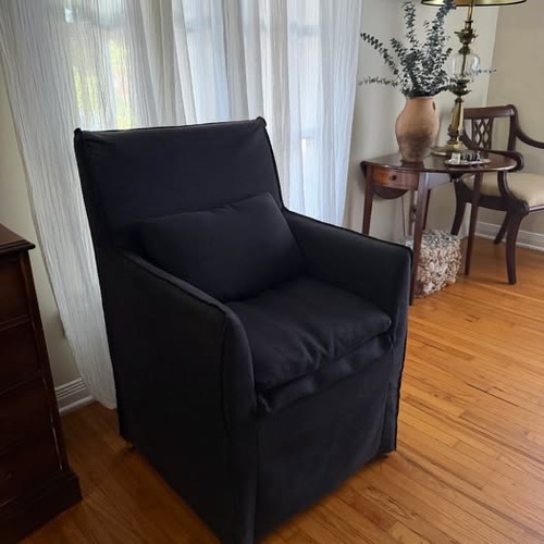Used Harbour Furniture Dark Gray Linen Dining Chair for sale on AptDeco
