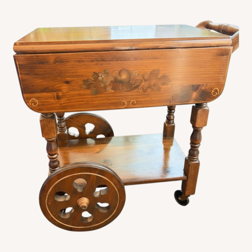 Used Vintage Rolling Tea Cart/Bar with Stenciling for sale on AptDeco