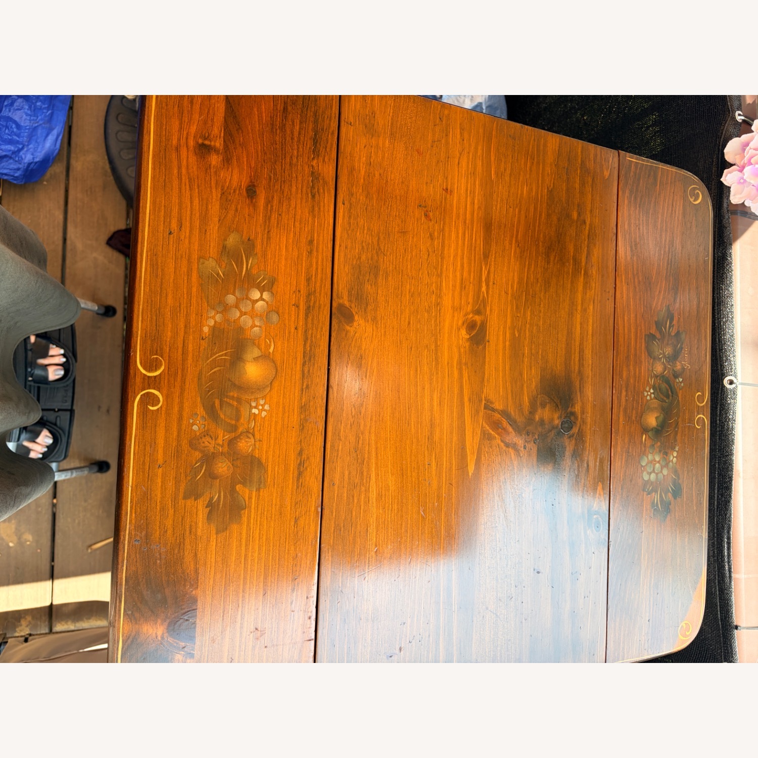 Vintage Rolling Tea Cart/Bar with Stenciling - image-6