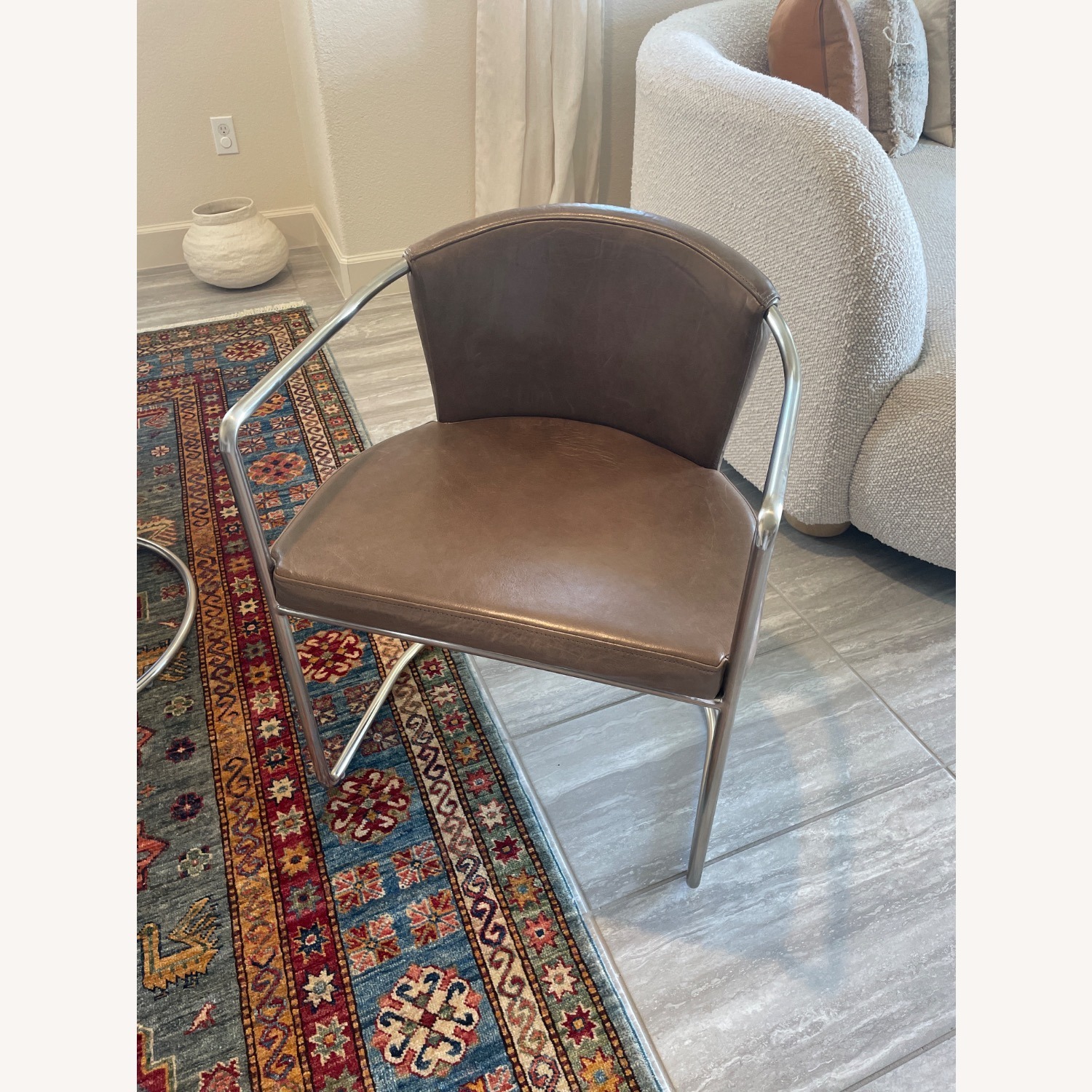CB2 Cleo Dark Brown Leather Dining Chairs - image-1