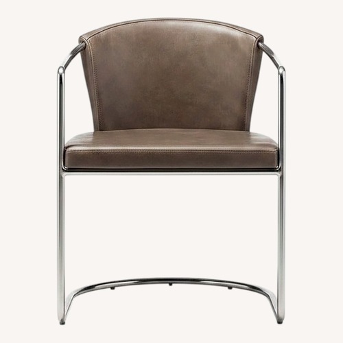 Used CB2 Cleo Dark Brown Leather Dining Chairs for sale on AptDeco