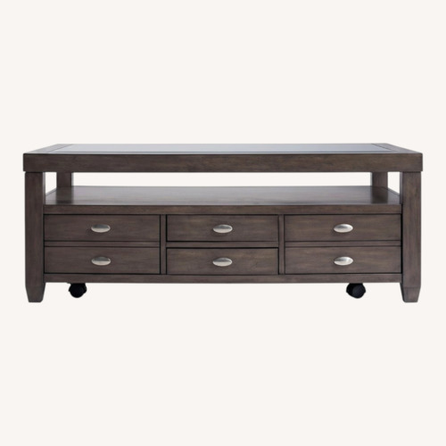 Used Bob's Discount Furniture Prestige Dark Brown Coffee Table for sale on AptDeco