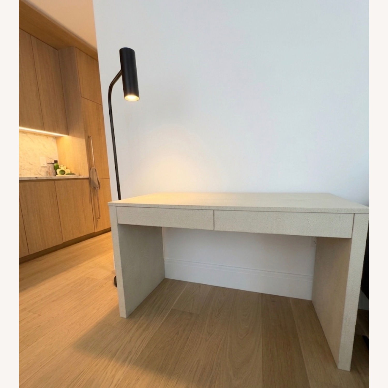 CB2 Runway 2-Drawer Lacquered Grasscloth Desk - image-1