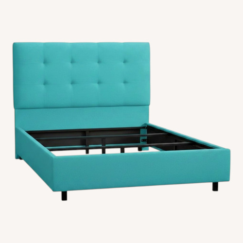 Used AllModern Tufted Blue Fabric Full Bed for sale on AptDeco
