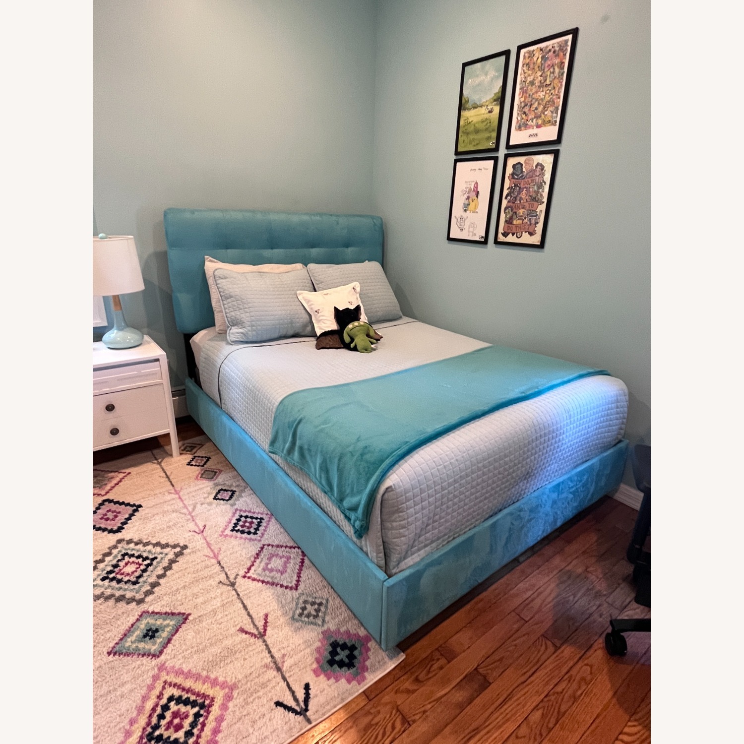 AllModern Tufted Blue Fabric Full Bed - image-2