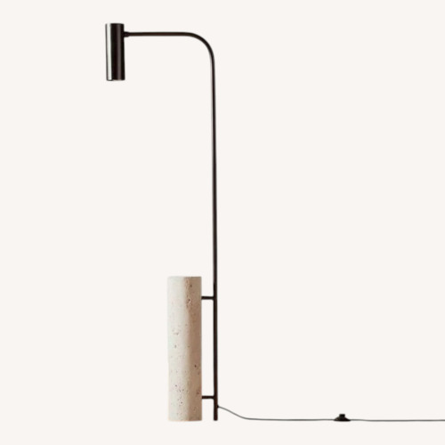 Used CB2 Black Maestro Travertine Floor Lamp for sale on AptDeco