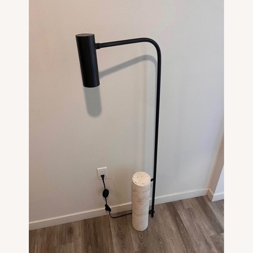 Used CB2 Black Maestro Travertine Floor Lamp for sale on AptDeco