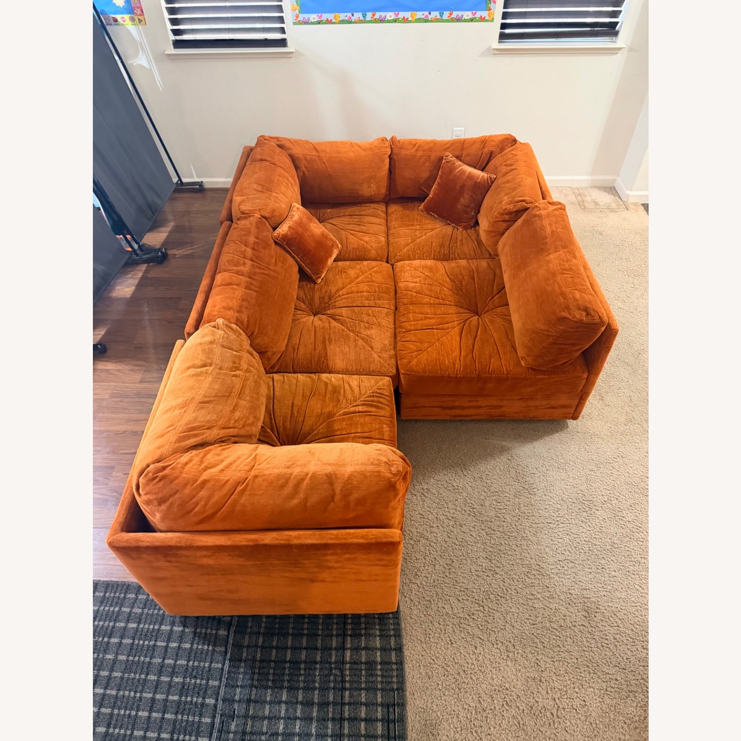 1975 Vintage Orange 5-Piece Modular Couch - image-2