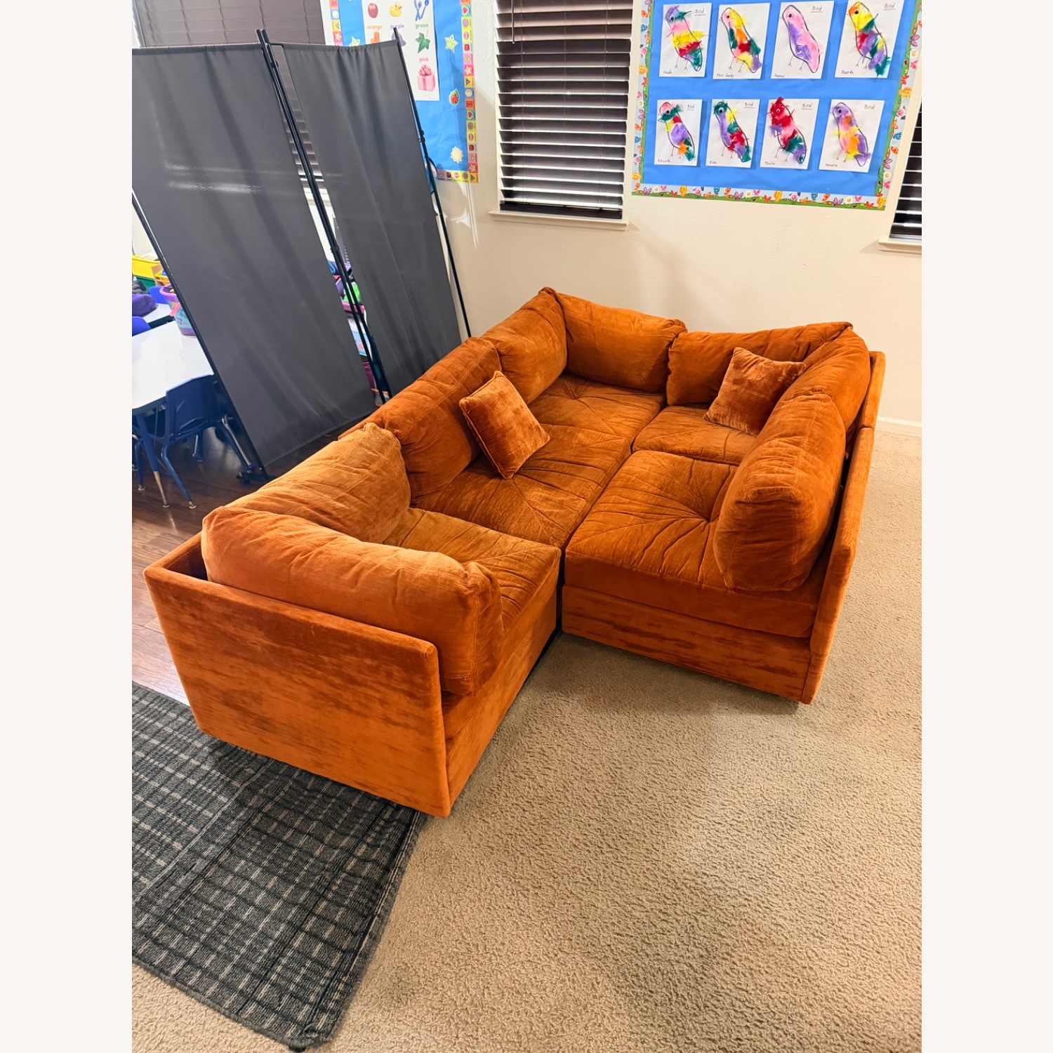 1975 Vintage Orange 5-Piece Modular Couch - image-1