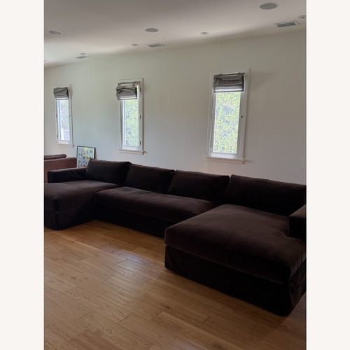 Used Pottery Barn Carmel Dark Brown Fabric 3+ Piece Sectional for sale on AptDeco