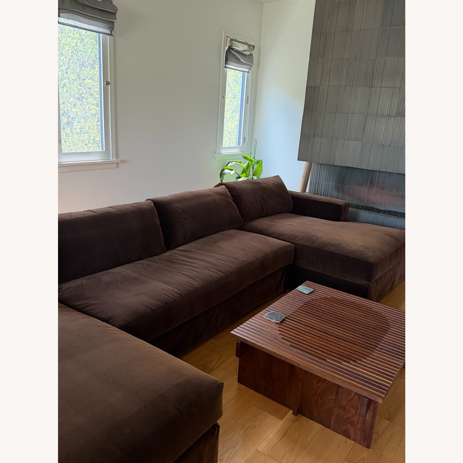 Pottery Barn Carmel Dark Brown Fabric 3+ Piece Sectional - image-8